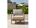 Salon bas de jardin DAVAO 5 places en aluminium imitation bois - ECRU