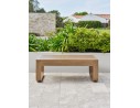 Salon bas de jardin DAVAO 5 places en aluminium imitation bois - ECRU