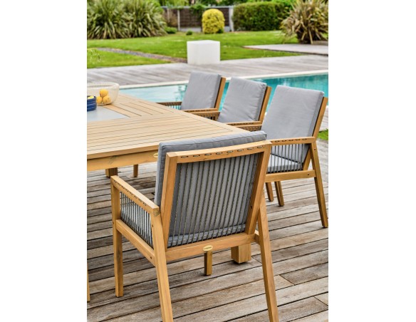 Ensemble repas de jardin SULLANA (225x104 cm) 8 places en bois d'acacia - WOOD