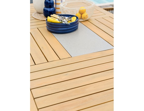 Ensemble repas de jardin SULLANA (225x104 cm) 8 places en bois d'acacia - WOOD