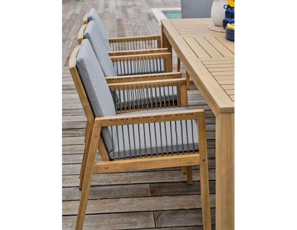 Ensemble repas de jardin SULLANA (225x104 cm) 8 places en bois d'acacia - WOOD