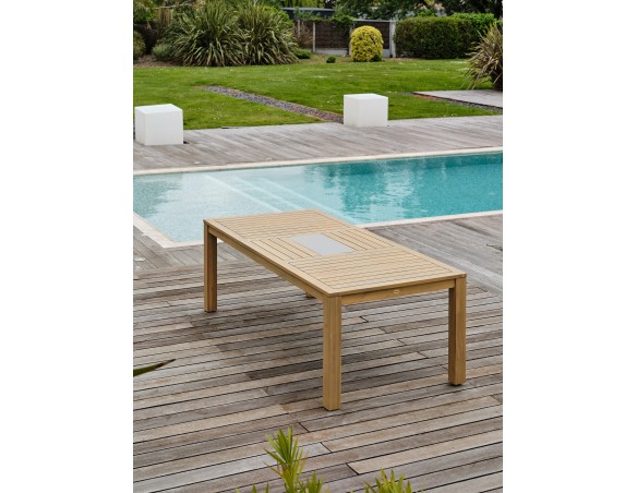 Ensemble repas de jardin SULLANA (225x104 cm) 8 places en bois d'acacia - WOOD