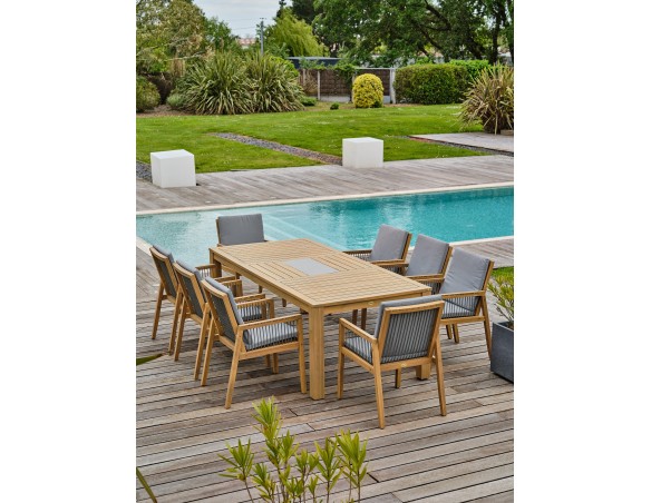 Ensemble repas de jardin SULLANA (225x104 cm) 8 places en bois d'acacia - WOOD