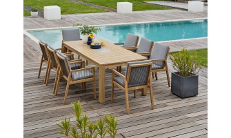 Ensemble repas de jardin SULLANA (225x104 cm) 8 places en bois d'acacia - WOOD