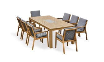 Ensemble repas de jardin 8 places en bois d'acacia - SULLANA