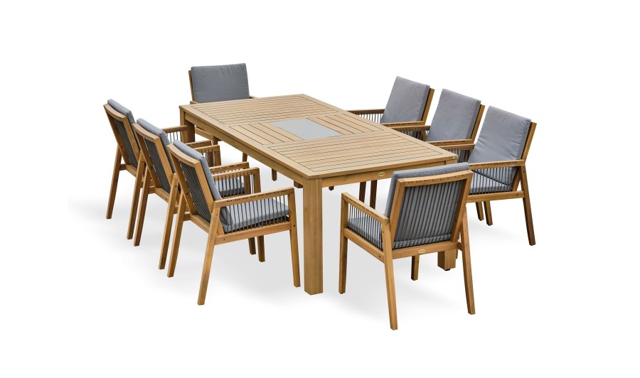 Ensemble repas de jardin 8 places en bois d'acacia - SULLANA