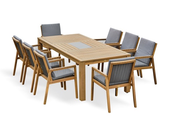 Ensemble repas de jardin SULLANA (225x104 cm) 8 places en bois d'acacia - WOOD