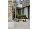 Table de jardin avec bancs TORONTO (220x184 cm) en teck et aluminium - GRIS ANTHRACITE