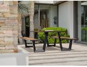 Table de jardin avec bancs TORONTO (220x184 cm) en teck et aluminium - GRIS ANTHRACITE