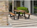 Table de jardin avec bancs TORONTO (220x184 cm) en teck et aluminium - GRIS ANTHRACITE
