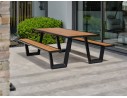 Table de jardin avec bancs TORONTO (220x184 cm) en teck et aluminium - GRIS ANTHRACITE