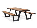 Table de jardin avec bancs TORONTO (220x184 cm) en teck et aluminium - GRIS ANTHRACITE