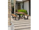 Table de jardin avec bancs TORONTO (220x184 cm) en teck et aluminium - GRIS ANTHRACITE