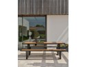 Table de jardin avec bancs TORONTO (220x184 cm) en teck et aluminium - GRIS ANTHRACITE