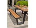 Table de jardin avec bancs TORONTO (220x184 cm) en teck et aluminium - GRIS ANTHRACITE