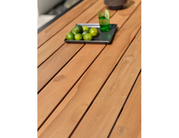 Table de jardin avec bancs TORONTO (220x184 cm) en teck et aluminium - GRIS ANTHRACITE