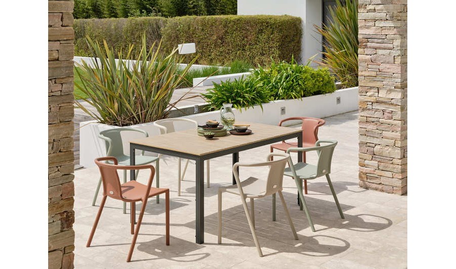 Ensemble repas boston 6 pl avec fauteuils diego panachés Ensemble repas boston 6 pl avec fauteuils diego panachés