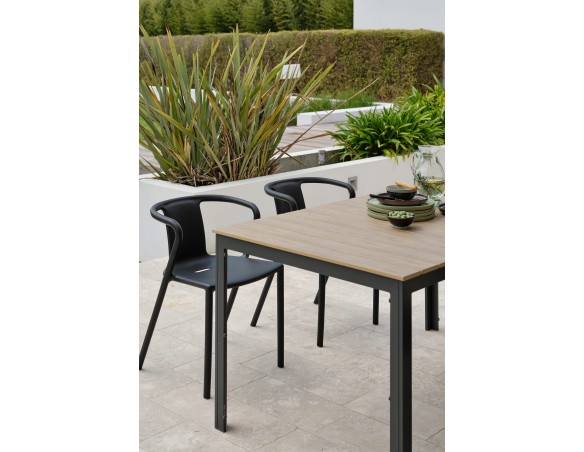 Ensemble repas boston 4 pl avec fauteuils diego noir