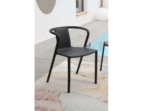 Ensemble repas boston 4 pl avec fauteuils diego noir