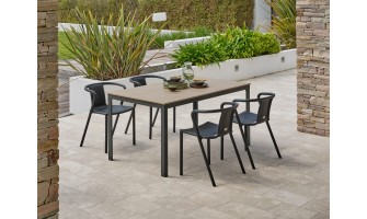 Ensemble repas boston 4 pl avec fauteuils diego noir