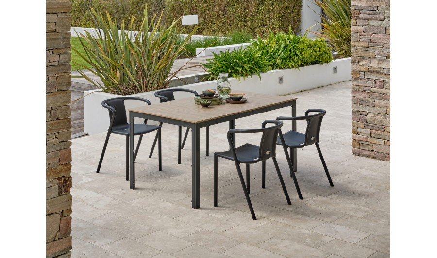 Ensemble repas boston 4 pl avec fauteuils diego noir Ensemble repas boston 4 pl avec fauteuils diego noir