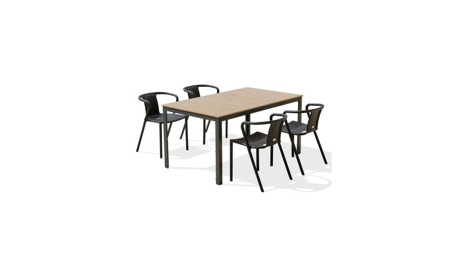 Ensemble repas boston 4 pl avec fauteuils diego noir
