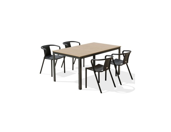 Ensemble repas boston 4 pl avec fauteuils diego noir