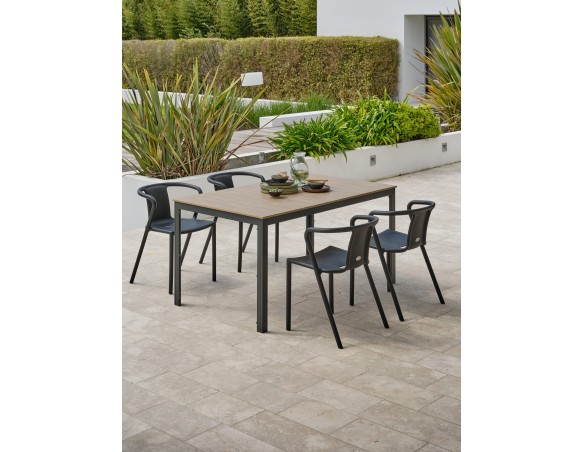 Ensemble repas boston 4 pl avec fauteuils diego noir