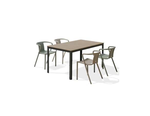 Ensemble repas boston 4 pl avec fauteuils diego panachés