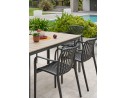 Ensemble repas boston 6 pl avec fauteuils Tiago noirs