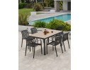 Ensemble repas boston 6 pl avec fauteuils Tiago noirs