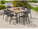 Ensemble repas boston 6 pl avec fauteuils Tiago noirs