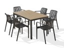 Ensemble repas boston 6 pl avec fauteuils Tiago noirs