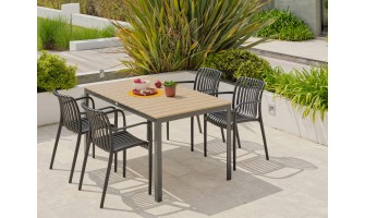Ensemble repas Boston 4 pl avec fauteuils Tiago noirs