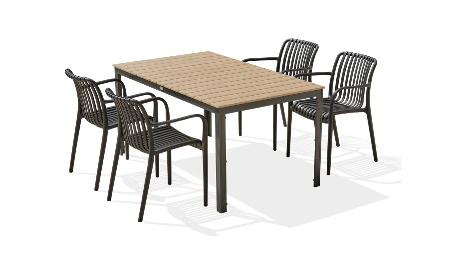 Ensemble repas Boston 4 pl avec fauteuils Tiago noirs