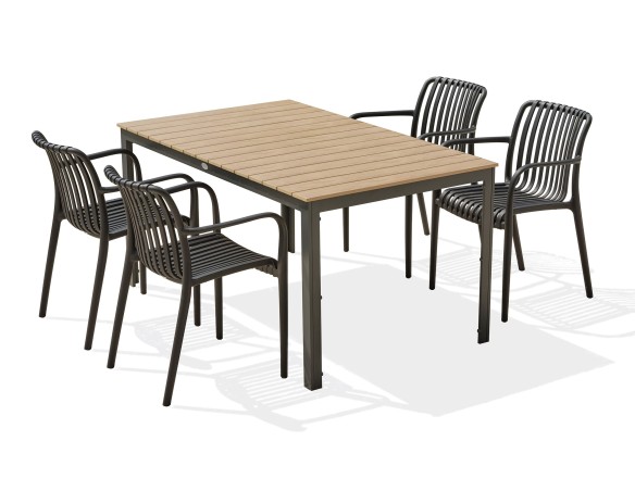 Ensemble repas Boston 4 pl avec fauteuils Tiago noirs