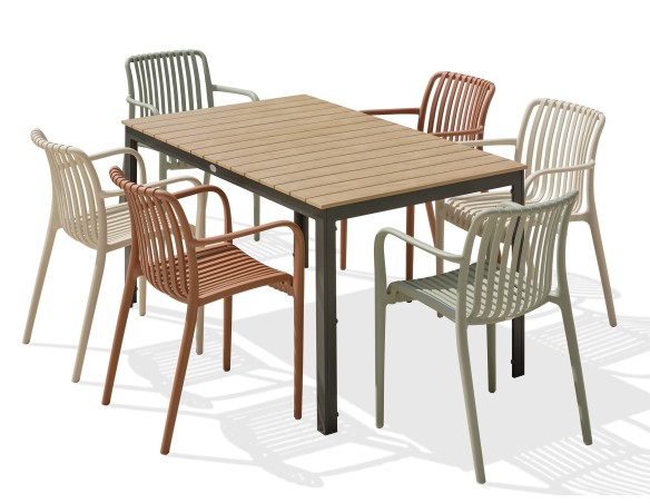 Ensemble repas boston 6 pl avec fauteuils Tiago panachés