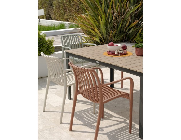 Ensemble repas boston 6 pl avec fauteuils Tiago panachés