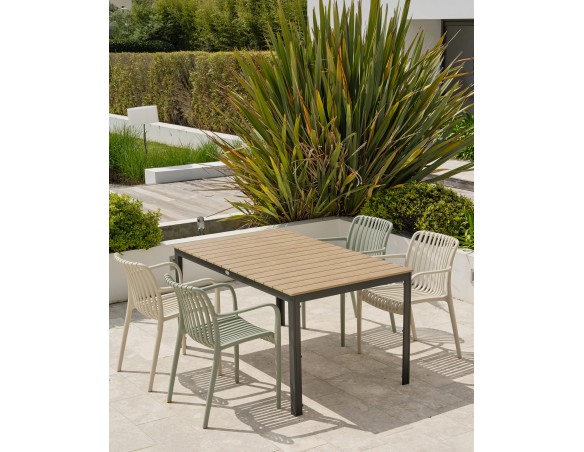 Ensemble repas Boston 4 pl avec fauteuils Tiago panachés