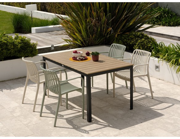 Ensemble repas Boston 4 pl avec fauteuils Tiago panachés