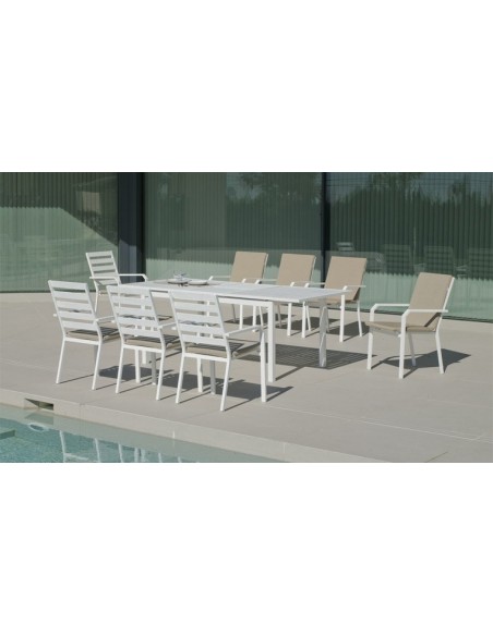 Table jardin blanche extensible