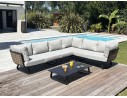 Salon de jardin composé de 2 méridiennes angle gauche, d'une méridienne angle droit et une table basse KUMLA-ANTH