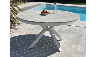 Table de jardin ronde ELBA-TB140BLANC