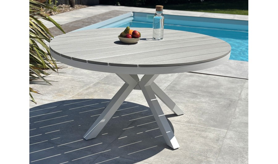 Table de jardin ronde ELBA-TB140BLANC Table de jardin ronde ELBA-TB140BLANC