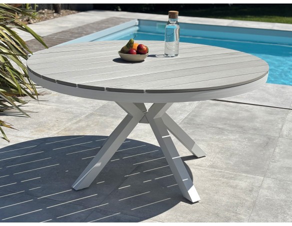 Table de jardin ronde ELBA-TB140BLANC