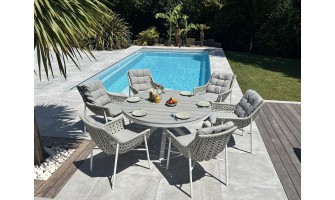 Ensemble de repas composé d'une table ronde et de 6 fauteuils de jardin EAN 3700917637067