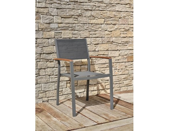 Ensemble repas de jardin table extensible en Aluminium et 4 fauteuils - ORSINO