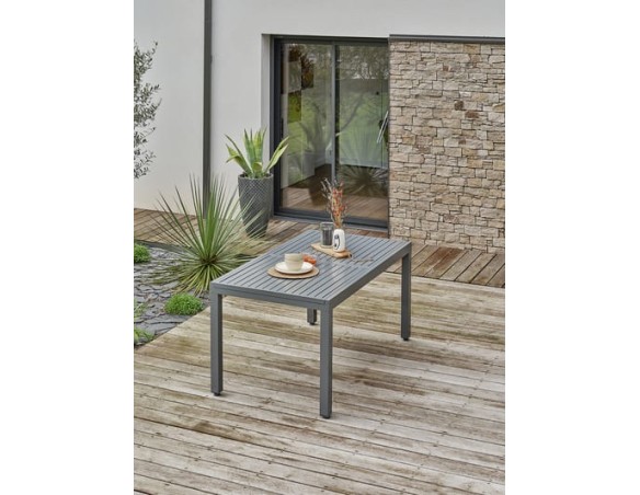 Ensemble repas de jardin table extensible en Aluminium et 4 fauteuils - ORSINO