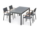 Ensemble repas de jardin table extensible en Aluminium et 4 fauteuils - ORSINO
