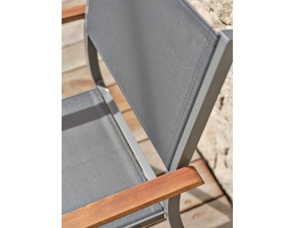 Ensemble repas de jardin Table extensible en Aluminium et 6 fauteuils - ORSINO